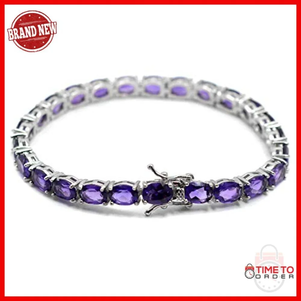 Sterling Silver Tennis Bracelet with 16.4ct Amethyst Gemstone